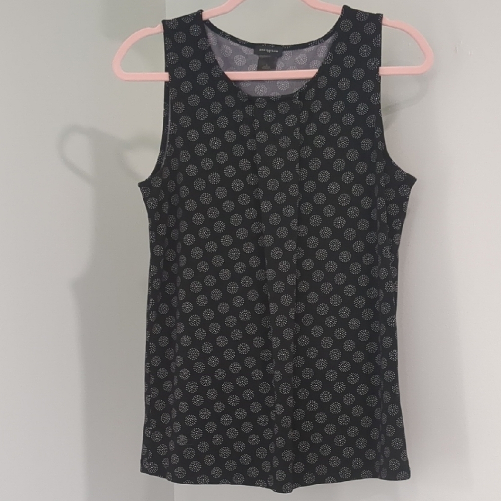 Ann Taylor Black and Gray Fitted Sleeveless Tank Top
